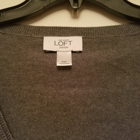 Ann Taylor LOFT Sweater Medium Petite Grey Cardigan - Picture 3 of 4